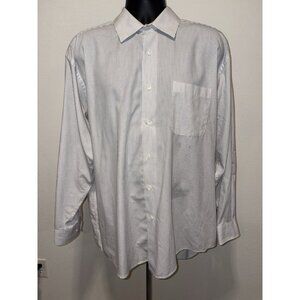 Enro Long Sleeve Casual Shirt Men 17 1/2 34/35 White Gray Pin Stripe